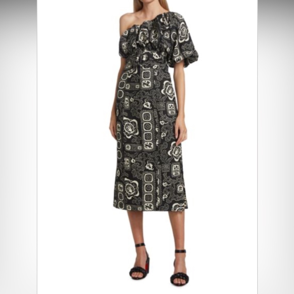 NWT $575 RHODE Chantelle Printed Midi Dress, size 4